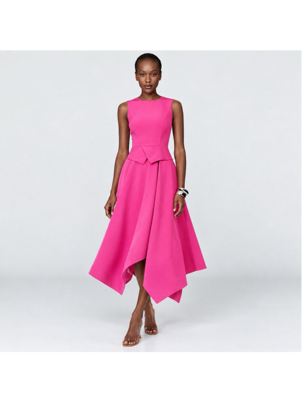 NWT Kay Unger Pink Rosemary Asymmetric Minimalist Wedding Cocktail Dress 6